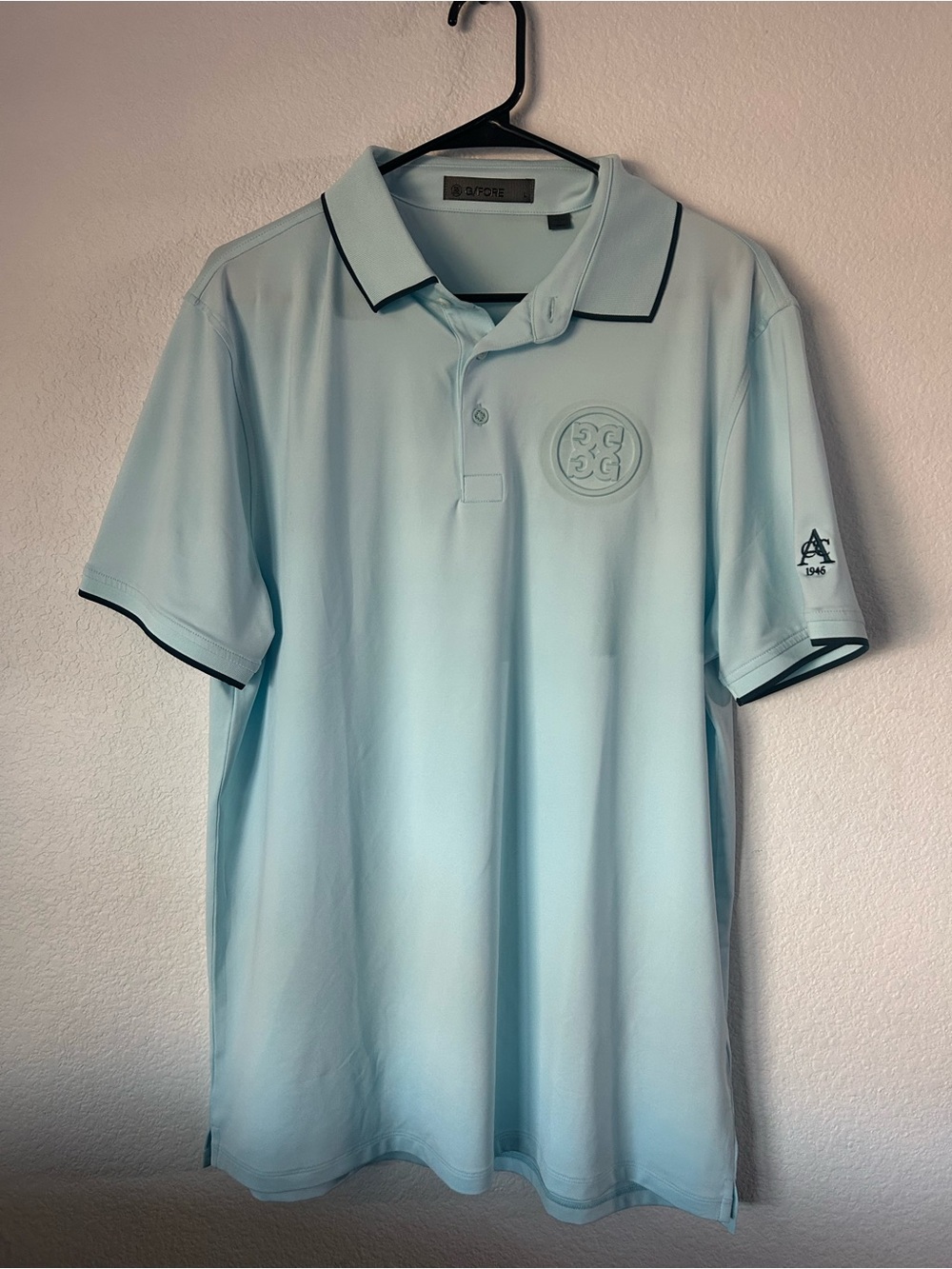 G/FORE Light Blue Polo with Contrasting Black Trim